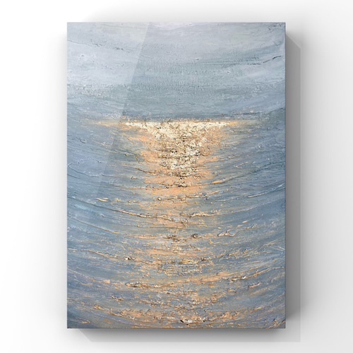 受注制作》Rising sun アートパネル 手書き ゴールド 海 波 日の出