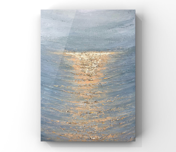 受注制作》Rising sun アートパネル 手書き ゴールド 海 波 日の出