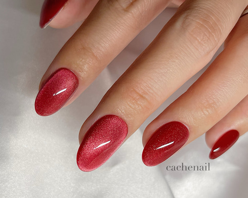 ネイルチップ ジェルネイル マグネットネイル 赤ネイル レッドネイル