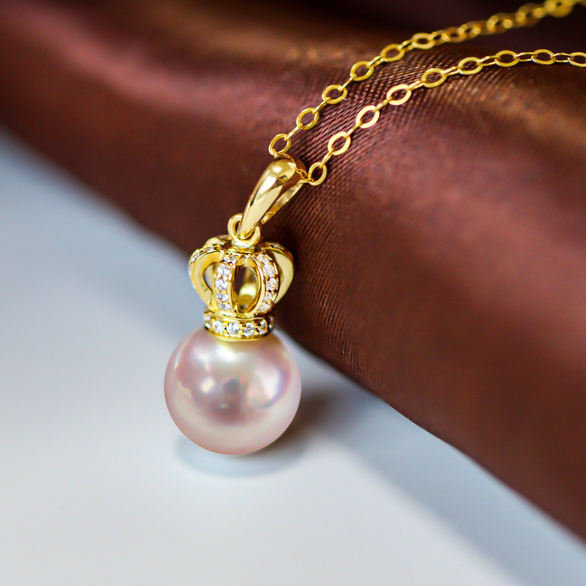 【La Corser】クイーンズクラウン 鎖骨ネックレス 日本製 7-10mm アコヤ天然海水真珠ネックレス 18Kゴールド ダ