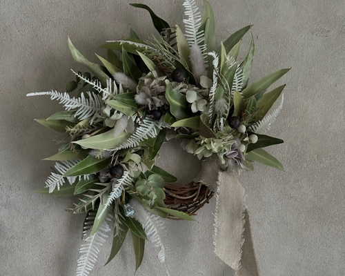 ユーカリリース 丸葉ユーカリのグリーンリース【受注制作】 アートフラワー 花の庭