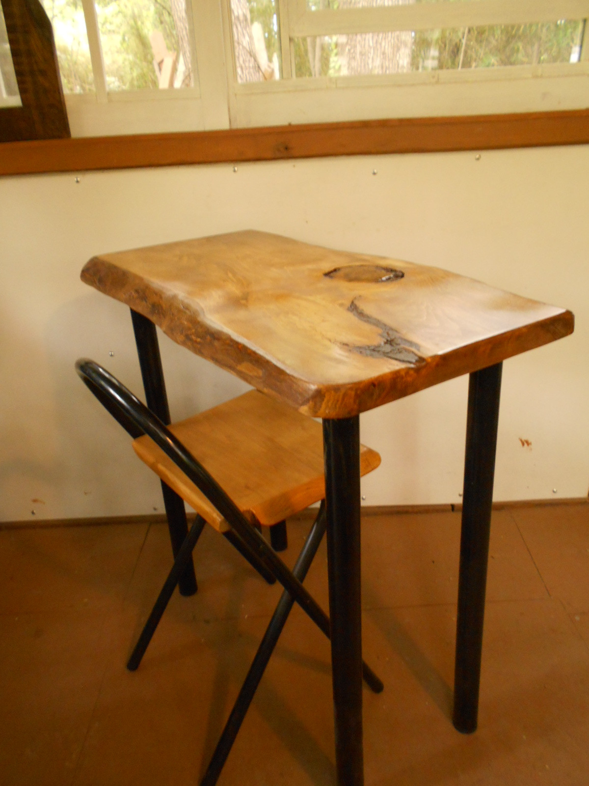 榧木（かやのき）アイアンテーブル・イスセット06-01