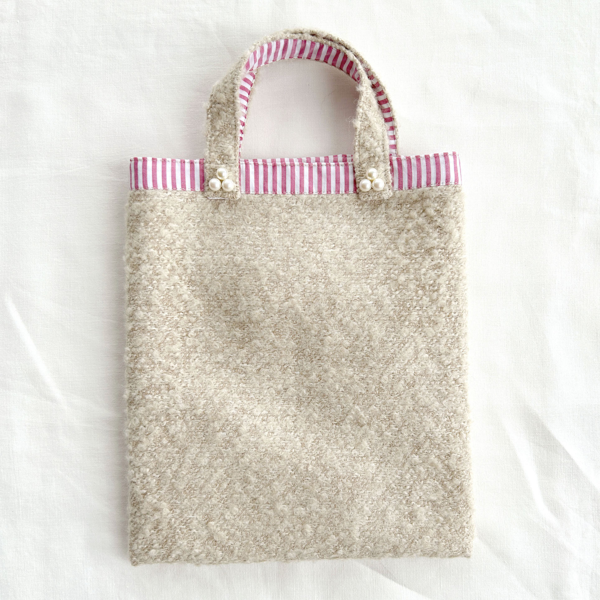 モコモコのミニトートバッグ（裏地付き）ピンク