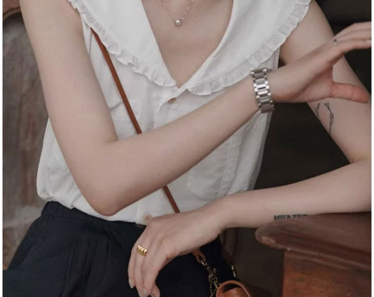 ネイビーカラー フリル ベスト型シャツ    92