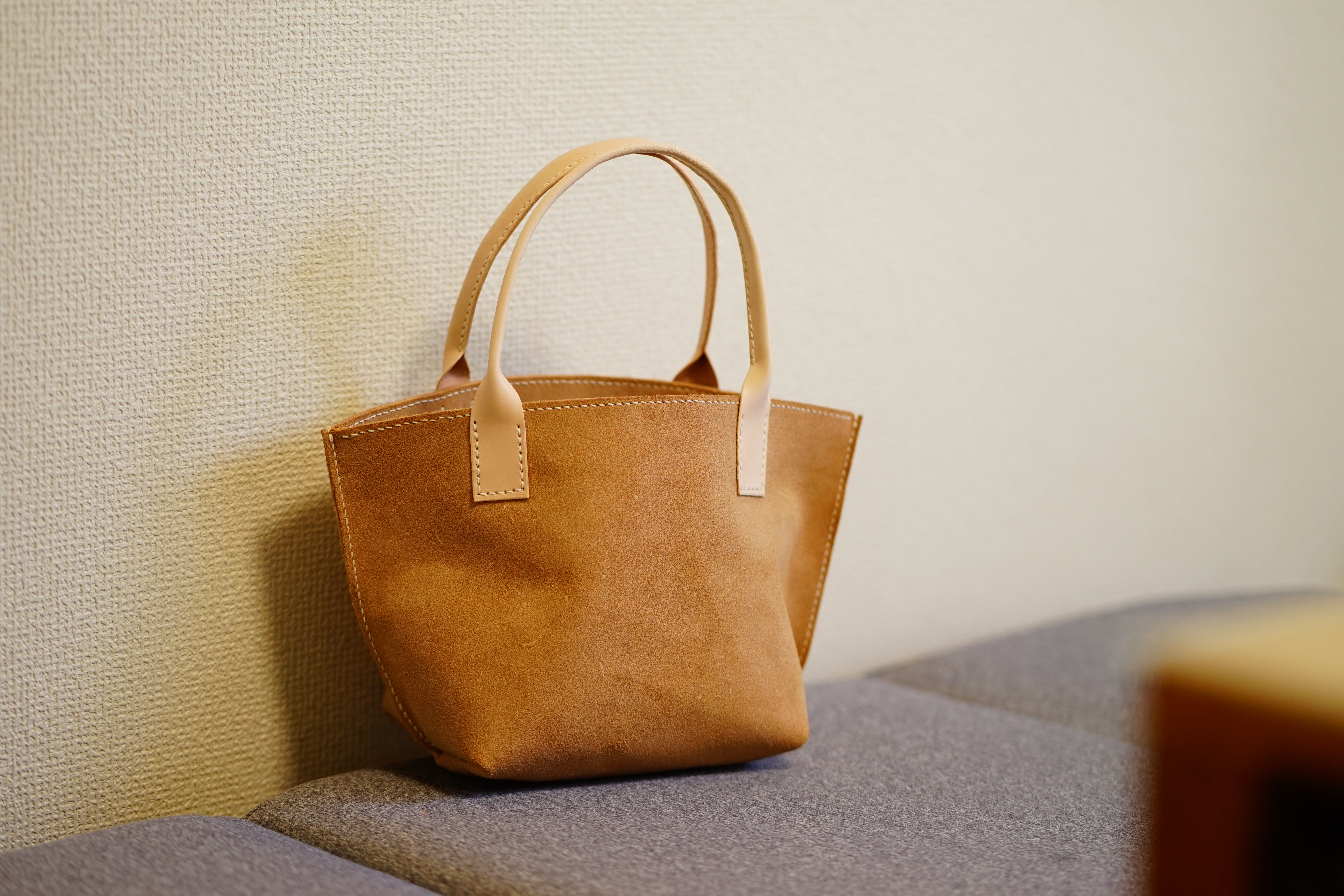 床革トートバッグ（受注制作）手縫い 床革 ナチュラル