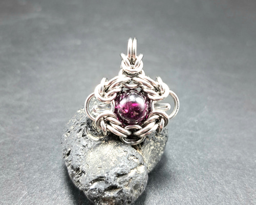 パール　ガーネット　アイオライト　ハンドメイド　シルバー　ペンダントトップ パール ガーネット アイオライト ハンドメイド シルバー ペンダント