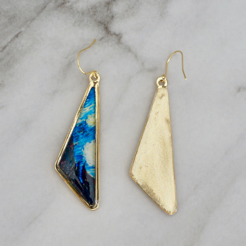ゴッホ展】星月夜のかけら〔ピアス/イヤリング〕 ピアス（フック