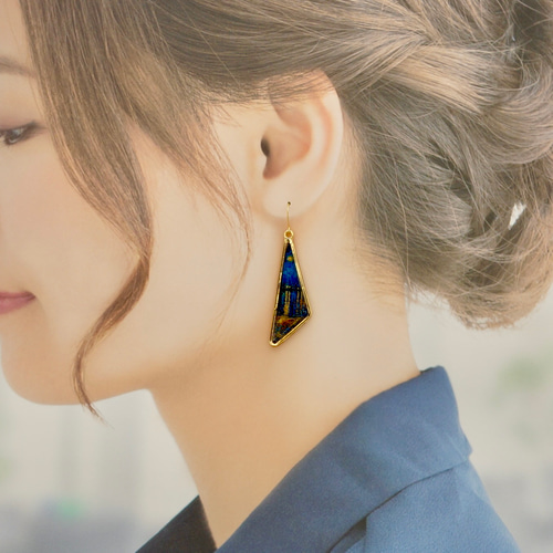 ゴッホ展】星月夜のかけら〔ピアス/イヤリング〕 ピアス（フック