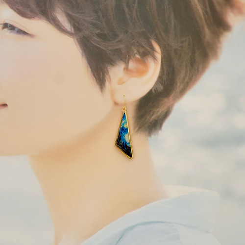 ゴッホ展】星月夜のかけら〔ピアス/イヤリング〕 ピアス（フック