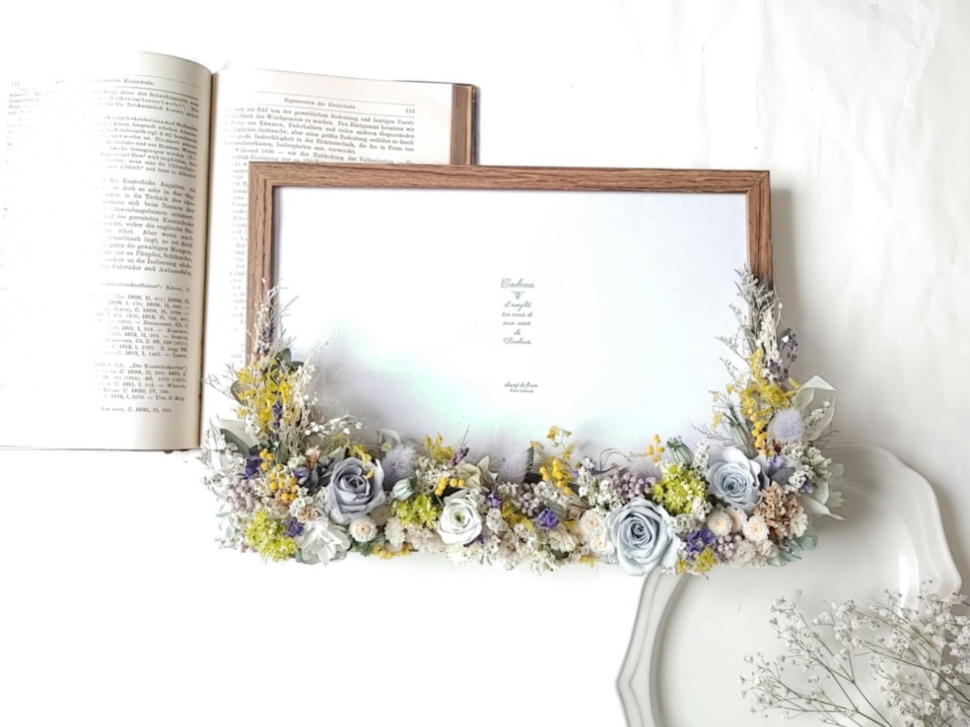 【A4サイズ】ドライフラワーのフォトフレーム ウェルカムボード ウェディング 結婚式 結婚祝い 贈呈花 ご両親 受付花