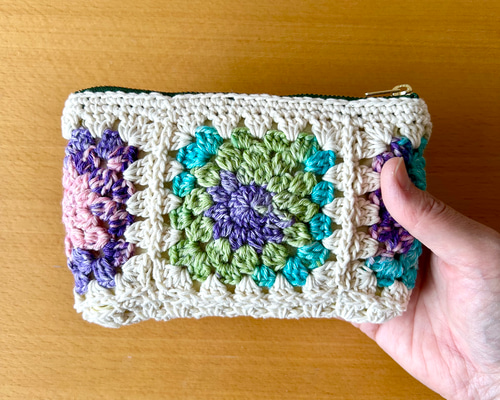 グラニースクエア 化粧ポーチ グリーン系 ポーチ 2244_knit 通販