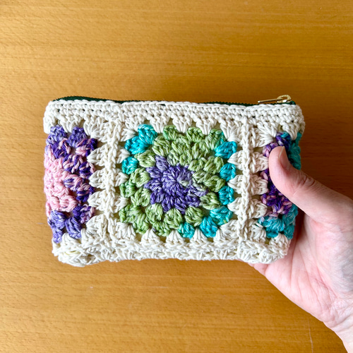 グラニースクエア 化粧ポーチ グリーン系 ポーチ 2244_knit 通販