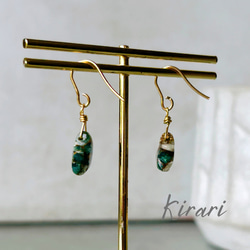 さわやかブルーのアパタイトカルサイトコッパーのスターピアス | サージカルステンレス | 14kgf | 金属アレルギー 4枚目の画像