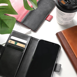 多機種対応 手帳型 スマホケース 【バイカラー】 サイドマグネット スタンド  iPhone AQUOS AA98A 12枚目の画像