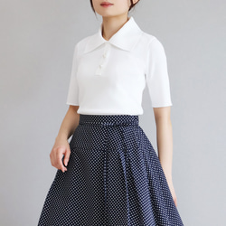 【上品さと可愛らしさが同時に叶う！】ポロ襟半袖 ストレッチプルオーバー【ブラック】 4枚目の画像
