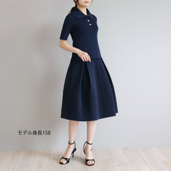 【上品さと可愛らしさが同時に叶う！】ポロ襟半袖 ストレッチプルオーバー【ブラック】 9枚目の画像