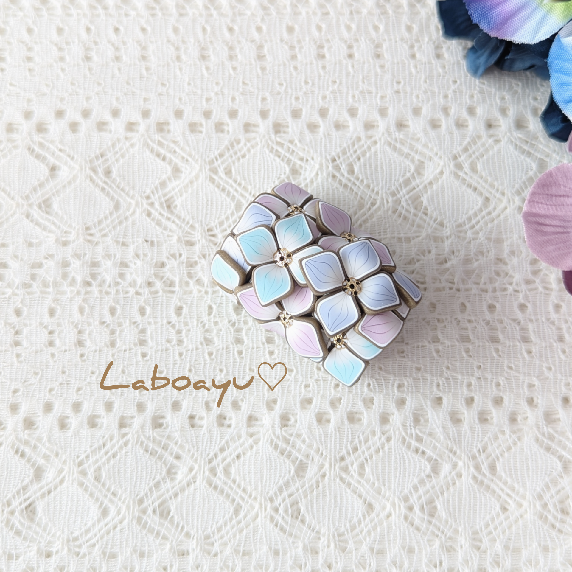 帯留め〈Bouquet・Pastel紫陽花・盛り〉