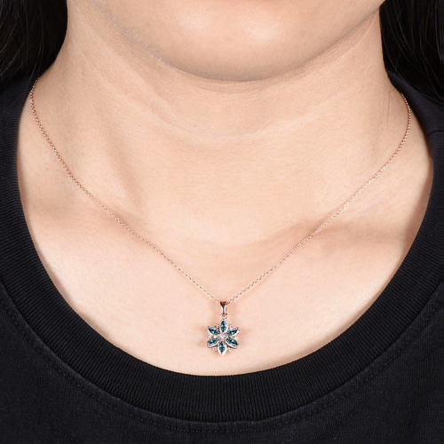 6月の誕生石アレキサンドライトネックレス フラワーペンダント リーフ