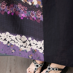 新型綿麻プリントエスニック通勤半袖ロングワンピース女性太ったmmサイズ婦人服 10枚目の画像