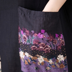 新型綿麻プリントエスニック通勤半袖ロングワンピース女性太ったmmサイズ婦人服 9枚目の画像