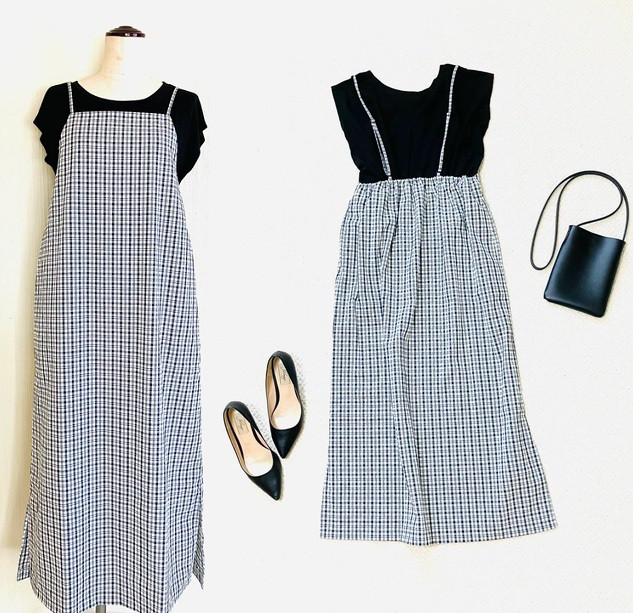 おしゃれ チェック柄 キャミソール ワンピース レディース 日本製