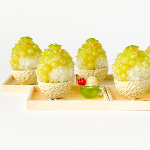 No.214◆ まるごと夕張メロンのかき氷セット ◆　ミニチュアスイーツ No.214◇ まるごと夕張メロンのかき氷セット ◇ ミニチュアスイーツ No