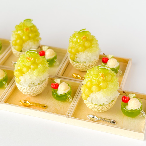 No.214◆ まるごと夕張メロンのかき氷セット ◆　ミニチュアスイーツ No.214◇ まるごと夕張メロンのかき氷セット ◇ミニチュアスイーツ