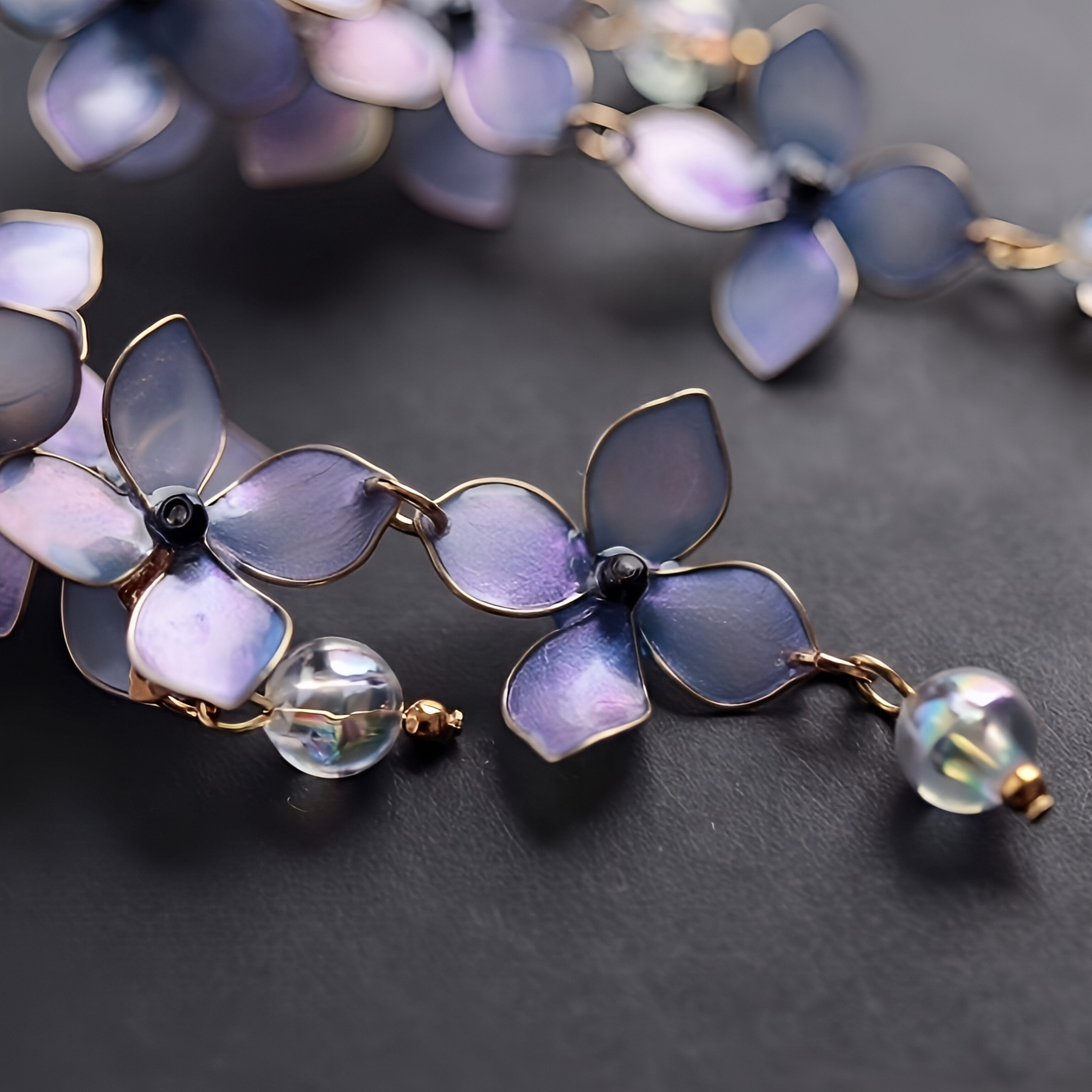 紫陽花とキラリと輝く雨粒のピアス/イヤリング　うるツヤ/ゆれる/ロング/浴衣/夏祭り/夏の花/梅雨/夏の誕生花2025