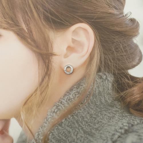 サークルバゲットピアス（片耳販売）J-E250513（4週間発送） ピアス  