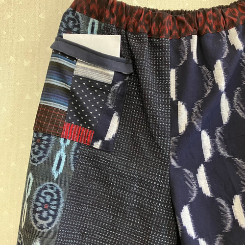 No.153つぎはぎパンツ パッチワークフリーサイズゆったり久留米