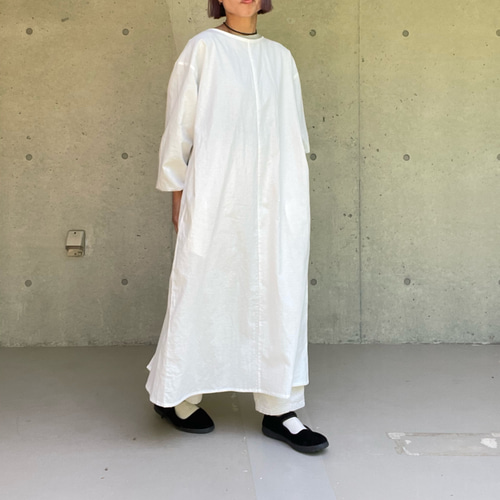 綿麻の割烹着 | 6月上旬納品|ハーフリネン・ロング丈・エプロン