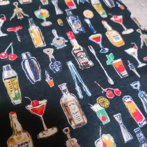 【半幅帯】お酒な柄 「着物でBarへ」/ 着物 和装 黒 ストライプ カクテル 半幅帯】お酒な柄 「着物でBarへ」/ 着物 和装 黒 ストライプ