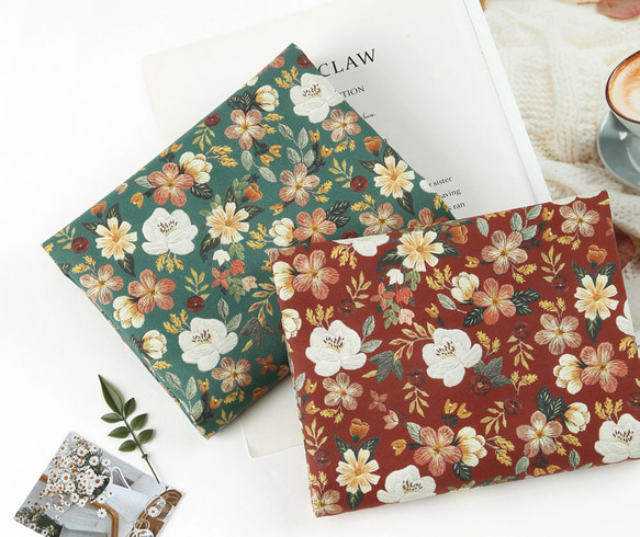 韓国製 花柄 刺繍のフラワー 刺繍風の花 生地 コットン100％シーチング