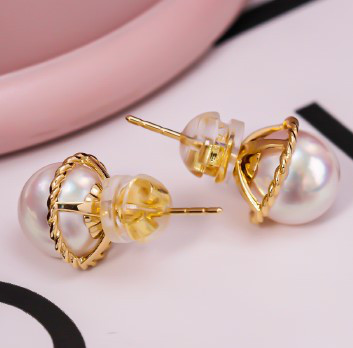 【La Corser】エントリーレベルのイヤリング、1ペア、2ペア、日本製7-10mmアコヤ天然海水真珠ツイストイヤリング、18