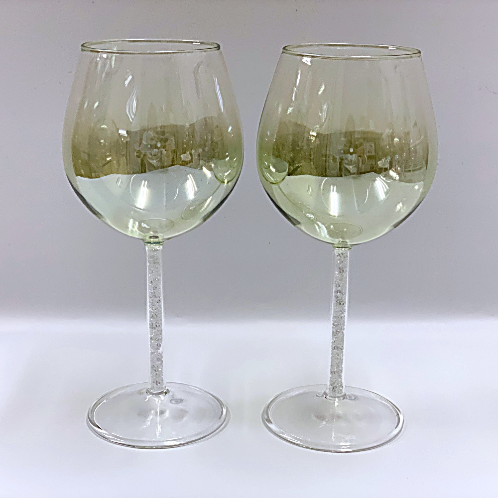 耐熱ガラスのビーズ入りワイングラス 3（ペアセット）