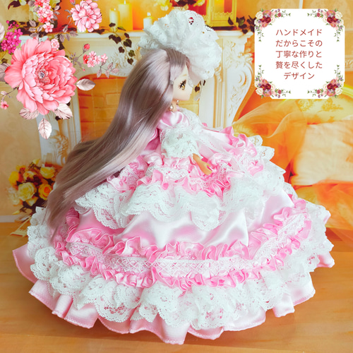 リカちゃんサイズ ピンクのドレス 22㎝ドール服 お姫様ドレス