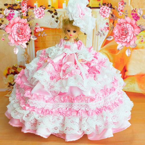 リカちゃんサイズ ピンクのドレス 22㎝ドール服 お姫様ドレス