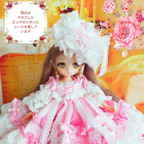 リカちゃんサイズ ピンクのドレス 22㎝ドール服 お姫様ドレス