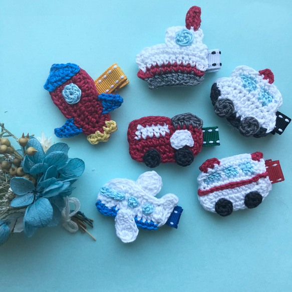 ヘアゴム　ベビーヘアクリップ　車 送料無料♩2つセット！選べる働く車のベビーヘアクリップ・ペット