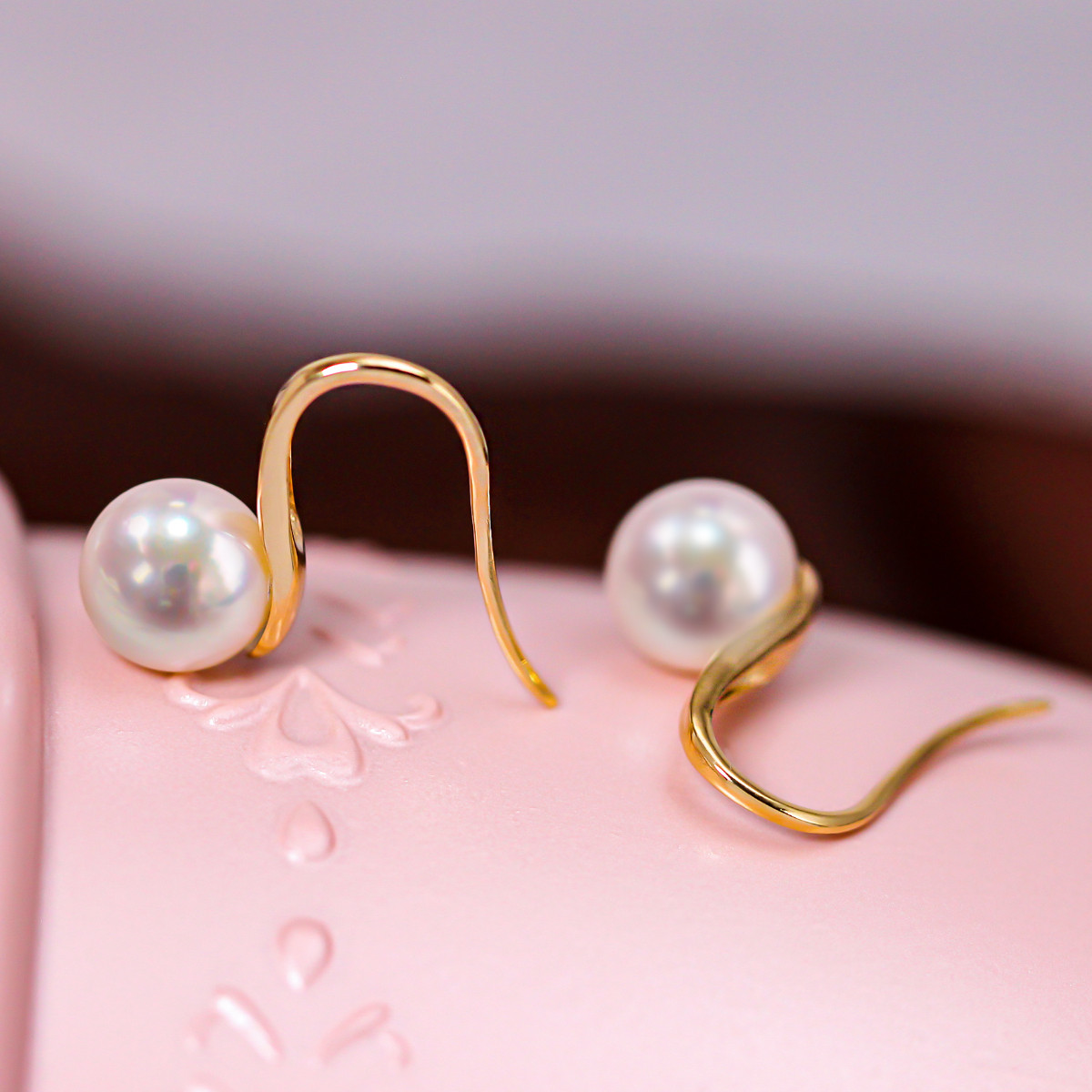 【La Corser】ハイヒール 日本製 7-10mm アコヤ 天然海水真珠 ピアス 厚手 ゴールドバージョン 18Kゴールドピ