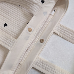 ✱受注制作✱ヌビバッグ Lサイズ /ヌビトートバッグ/ ランチトート /生成り×ブラックハート刺繍 4枚目の画像