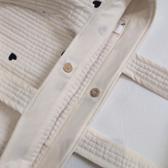 ✱受注制作✱ヌビバッグ Lサイズ /ヌビトートバッグ/ ランチトート /生成り×ブラックハート刺繍 4枚目の画像