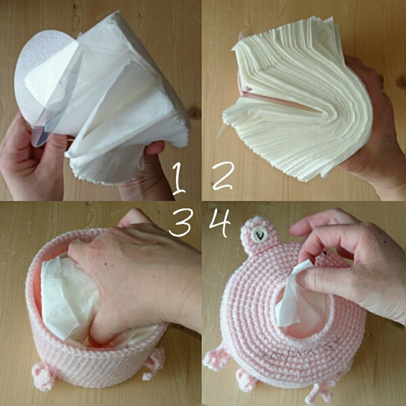 カエルさんティッシュケース《ブルーグレー》 4枚目の画像