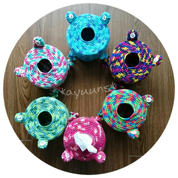 カエルさんティッシュケース《ブルーグレー》 6枚目の画像