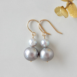 ドロップ〗淡水パールピアス/イヤリング 14kgf【1357】 ピアス（フック