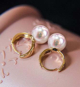 【La Corser】日本製 7-9.5mm アコヤ真珠 天然海水真珠 ピアス レディース 18Kゴールド エレガント レディス