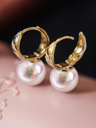 【La Corser】日本製 7-9.5mm アコヤ真珠 天然海水真珠 ピアス レディース 18Kゴールド エレガント レディス
