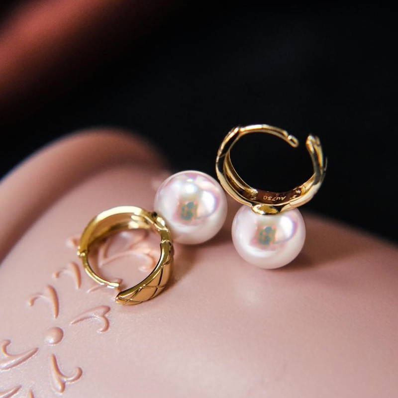 【La Corser】日本製 7-9.5mm アコヤ真珠 天然海水真珠 ピアス レディース 18Kゴールド エレガント レディス