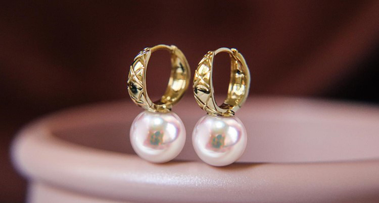 【La Corser】日本製 7-9.5mm アコヤ真珠 天然海水真珠 ピアス レディース 18Kゴールド エレガント レディス