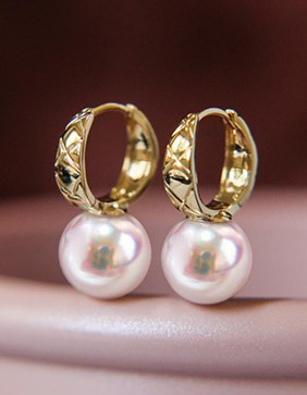 【La Corser】日本製 7-9.5mm アコヤ真珠 天然海水真珠 ピアス レディース 18Kゴールド エレガント レディス